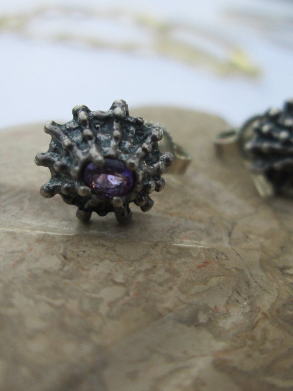 James Avery Amethyst stud sterling earrings rare firm price 60.00 - Picture 5 of 7